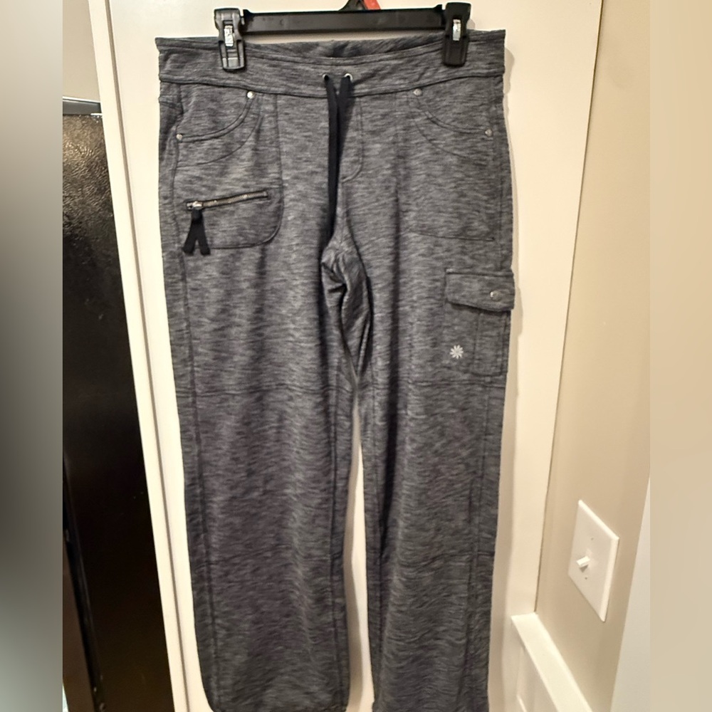 Athleta Cargo Joggers Medium Gray Utility Pants Travel Lounge Adjustable Ankle - Picture 2 of 4